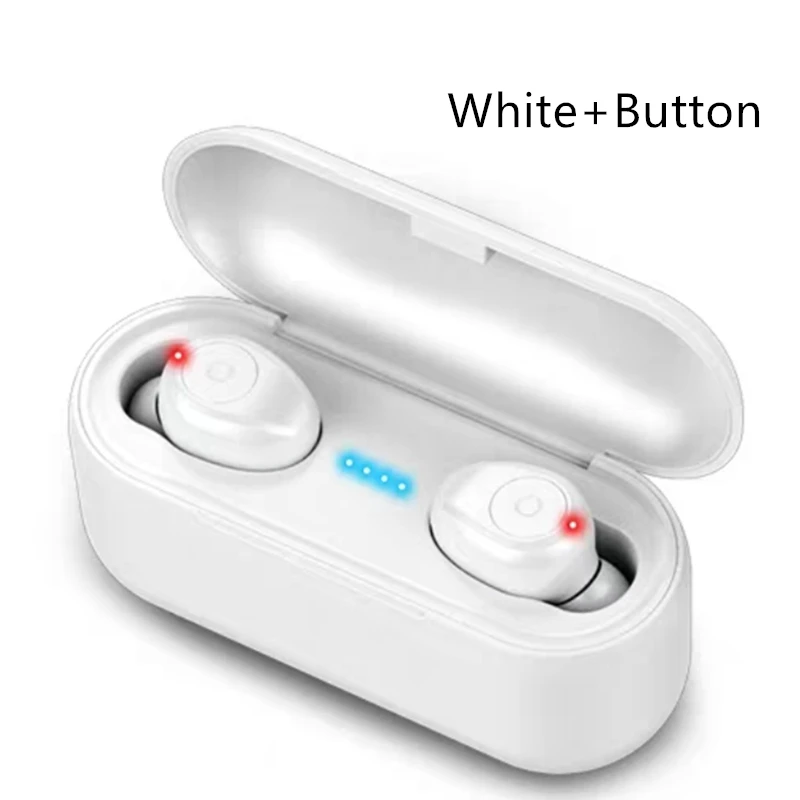 Беспроводные наушники Bluetooth V5.0 F9 TWS, беспроводные Bluetooth наушники, светодиодный дисплей, 2000 мАч, внешний аккумулятор, гарнитура с микрофоном - Цвет: Button-White