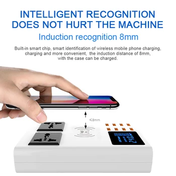 

8 USB Ports QI Wireless Fast Charger Quick Charge Station LED Display Mobile Phone Wall USB Charger for Mobile Phones Tablets PC