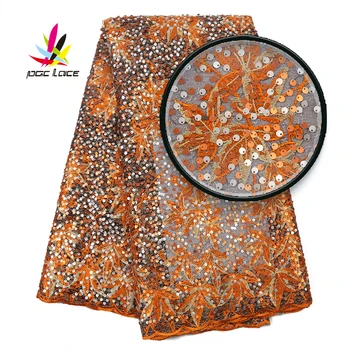 

Organza Lace With Sequins African Lace Fabric 2019 High Quality New Design Hot Sales French Embroidered Lace Fabric AMY3060B