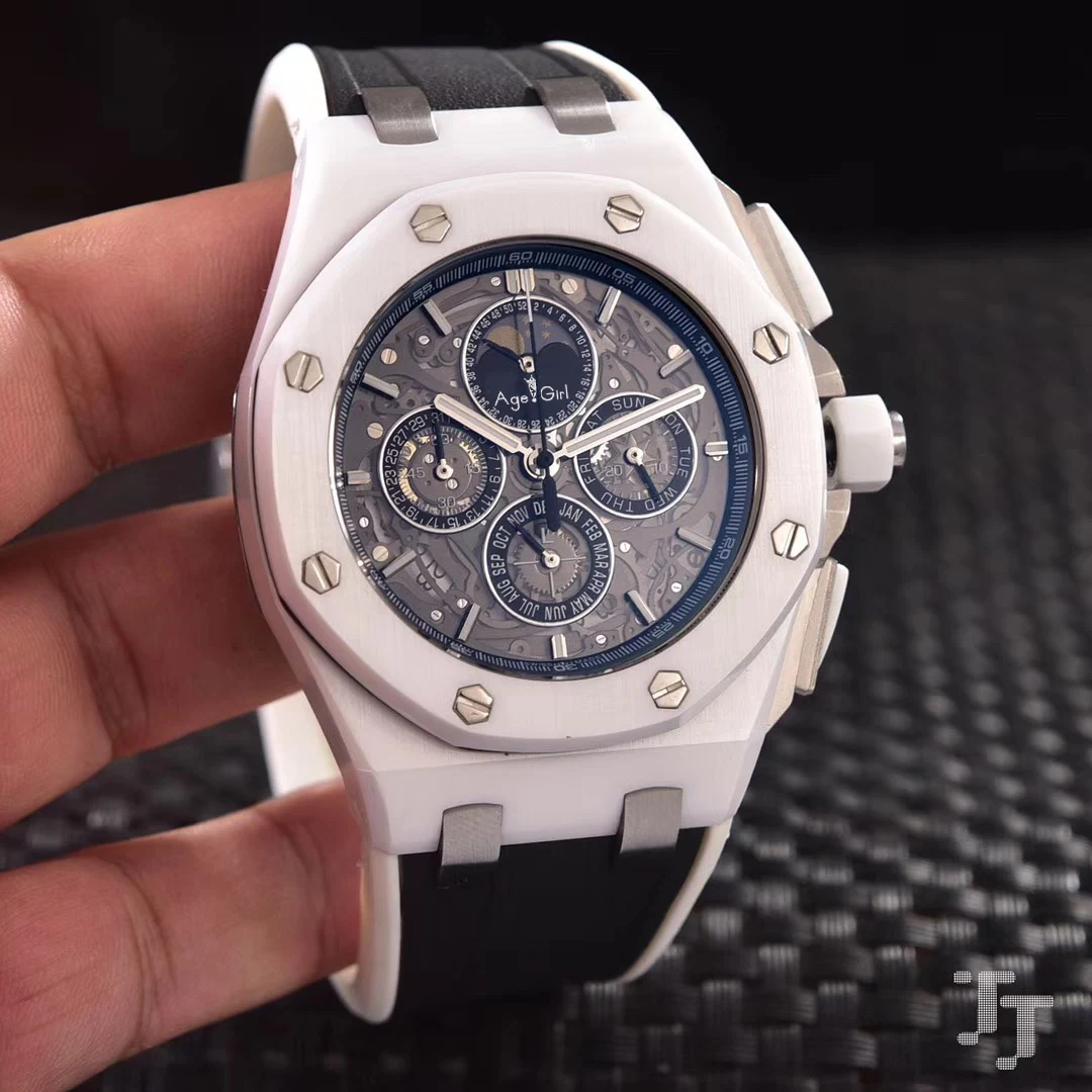 3 Роскошные брендовые новые мужские часы с хронографом и сапфиром GMT MoonPhase, белые керамические серые черные синие резиновые часы из нержавеющей стали AAA - Цвет: 3