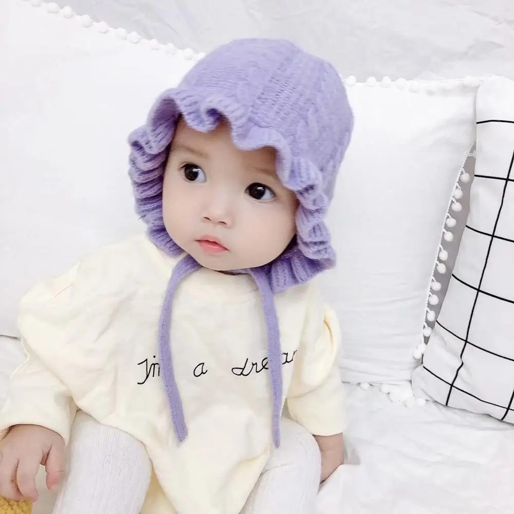 Осень-зима, шапка для детей 2-4 лет, новая теплая шапка в полоску для детей 6-24 месяцев, Детская шляпа для маленьких девочек, вязаная шапка - Цвет: 5