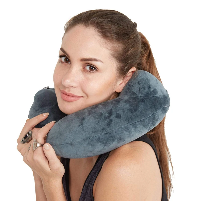 Подушка для путешествий мягкий надувной подушки для поддержки шеи для самолетов моющееся покрытие с Портативный сумка для переноски