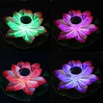 

Waterproof Solar Floating LED Lotus Light RGB Color Changing Flower Night Lamp For Pond Pool Garden Decoration