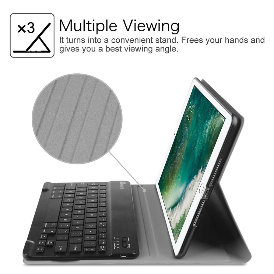 Противоударный беспроводной чехол с клавиатурой Bluetooth для iPad 9,7 Air 2 Air 1 Pro 9,7 дюймов кожаный чехол с откидной крышкой и подставкой