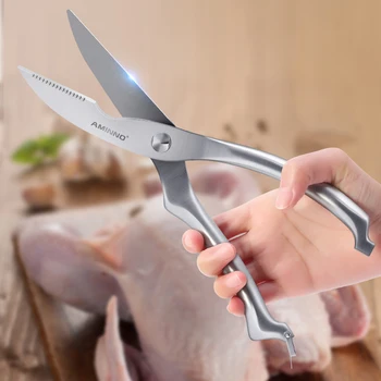 

AMINNO Kitchen Chicken Fish Scissor Stainless Steel Scissor Multifunctional Home Cooking BBQ Cutter Tools Strong Sturdy