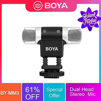 

BOYA BY-MM3 Dual Head Stereo Recording Condenser Microphone mic for iPhone Android Smartphone DSLR Camera DV Livestreaming Video