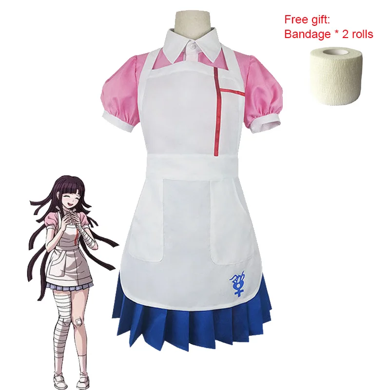Danganronpa 2 Mikan Tsumiki Cosplay Costume Tsumiki Wig Woman Maid Uniform Set Halloween Carnival Party Costume1 (2)