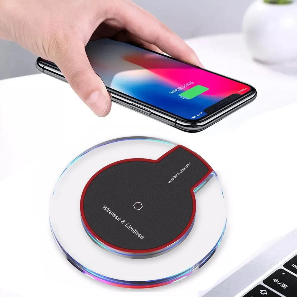 Прозрачное Беспроводное зарядное устройство Qi для iPhone X Xs MAX XR 8 plus Быстрая зарядка