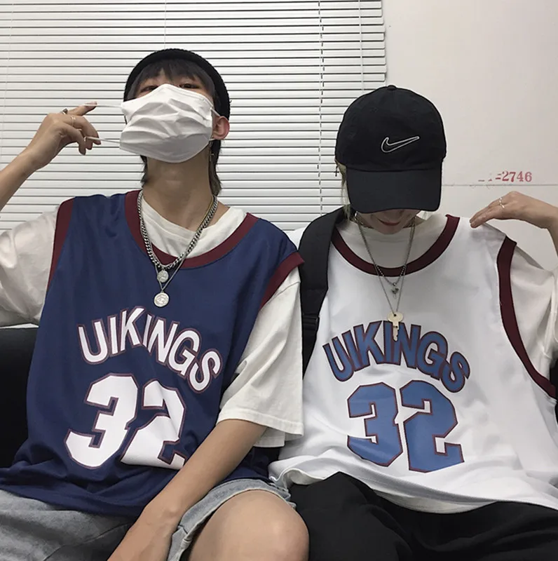 Летние корейские Ins Harajuku уличные хип хоп без рукавов принт буквы жилет свободная футболка Топы Мужская Женская майка из полиэстера 30bx