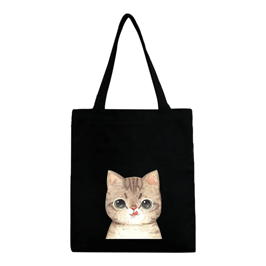 Модная Женская Холст Сумка милая кошка хозяйственная сумка с рисунком большая вместительность эко складные сумки для покупок животные принты