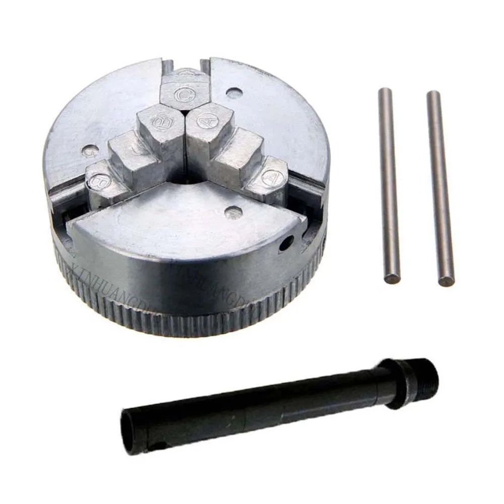 Three 3 Jaw Chuck 2" 45mm 1.8~56mm /12~65mm Z011 Clamping Two Lock Rods M12x1mm Threaded Back Connecting rod for Mini Lathe metal lathe wood lathe machine