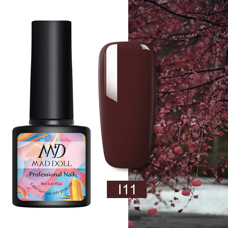 I11 MAD DOLL 8 мл Гель-лак для ногтей Сладкие Цвета Красный Черный замочить от УФ Гель-лак для ногтей Дизайн ногтей DIY Красота дизайн гель - Цвет: I11