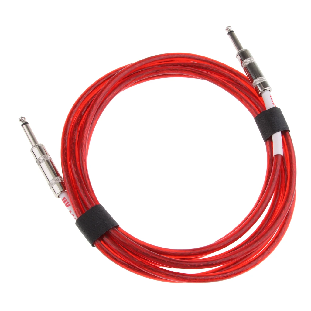 118inch Plug Lead Guitar Bass Instrument To Amp Audio Cable Straight Red Musical Accessories