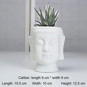 

White Ceramic Buddha Statue Cactus Succulent Flowerpot Home Office Desktop Decoration Durable