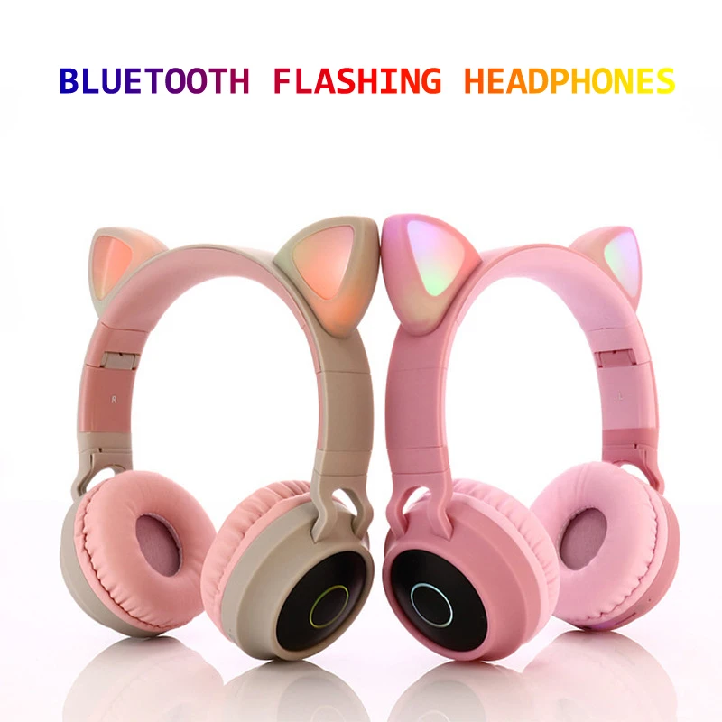 Шумоподавляющие LED наушники с кошачьими ушами молодежные Bluetooth 5.0 детские