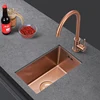 Rose Gold Undermount Kitchen Sink Nanometer Rose Gold 304 Stainless Steel Manual Sink Single Bar Counter Kitchen Sink 3