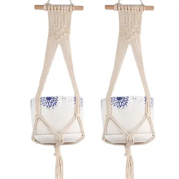 

Newest Beautiful Pot Holder Hemp Braided Rope Flower Pot Holder Macrame Plant Hanger Hanging Planter Basket for Home Decoration