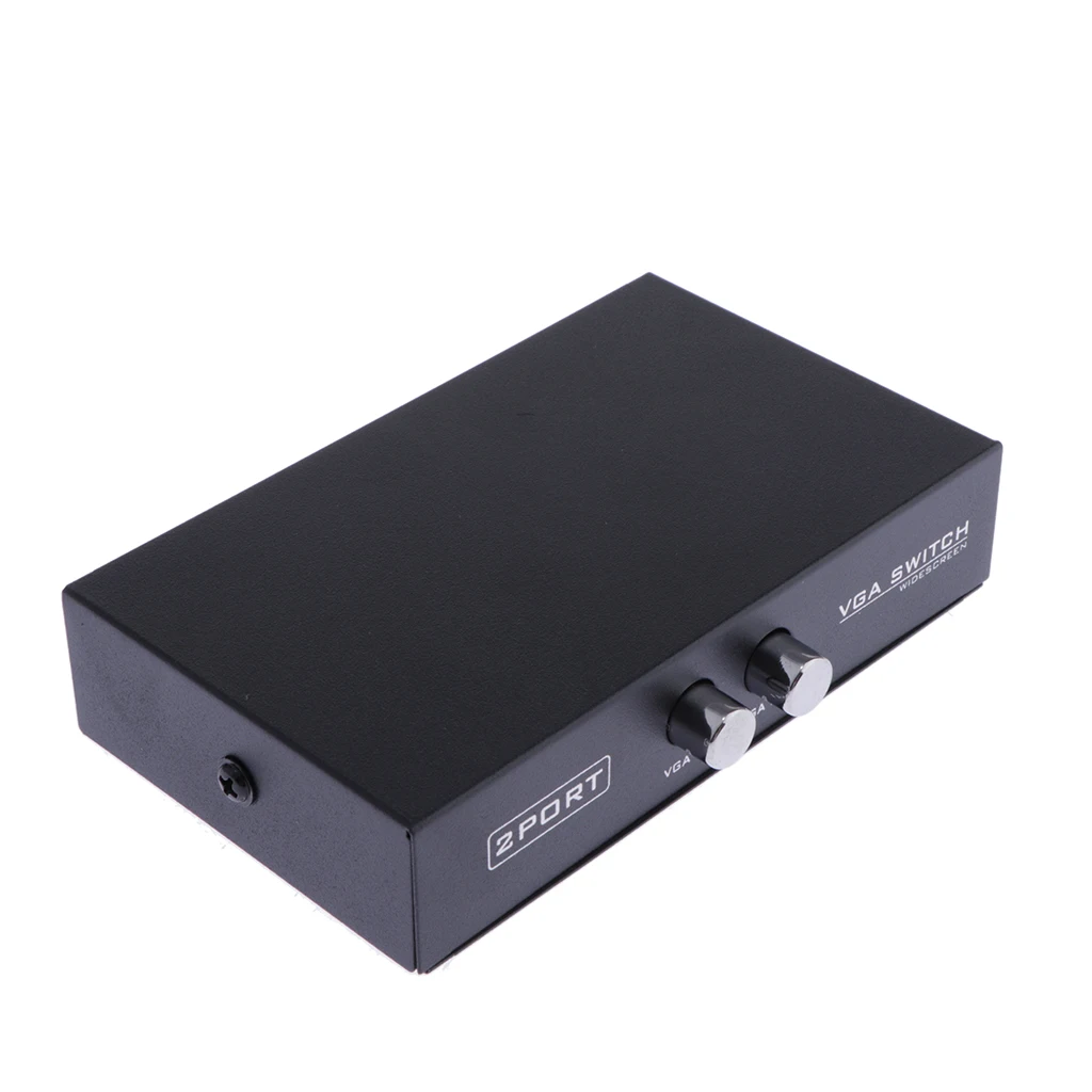 2-Port VGA Switch, Video Audio Bidirectional Switcher Box Metal Housing Shell for PC Monitor Sharing