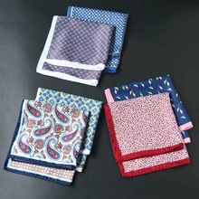 2022 Paisley Flower Handkerchief Mens Vintage Gentlemen Hankies Floral Print Ladies Pocket Square Accessory Custom Logo