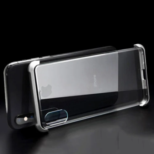 Безрамочный 360 Полный чехол Магнитный чехол для телефона для iPhone XS MAX XR XS 7 Plus роскошный чехол s металлический бампер для iPhone 8 7 стеклянный чехол - Цвет: Серебристый