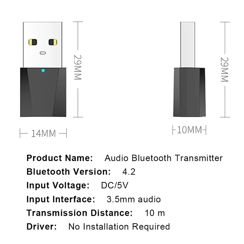 3,5 мм разъем AUX Bluetooth 4,2 приемник передатчик стерео аудио беспроводной Bluetooth USB адаптер приемник для ТВ ПК автомобильный комплект Z2