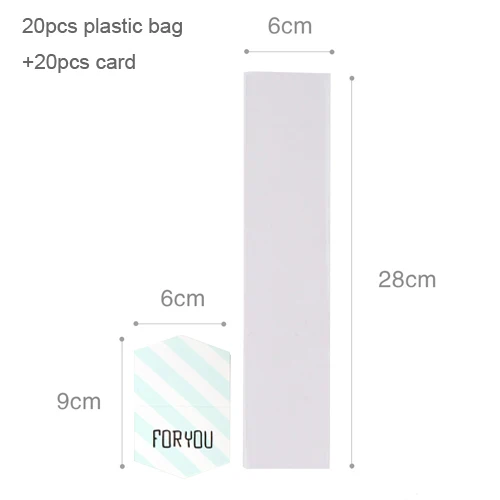 20pcs Transparent Plastic Candy Bag Chocolate Finger Cookie Sticks Packing Bag Party Decoration Gift Plastic Bags - Цвет: light blue