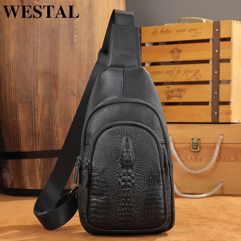 

Сумка нагрудная WESTAL Мужская для Ipad 7,9 дюйма, саквояж на плечо из первого слоя воловьей кожи, сумочка кросс-боди для мужа