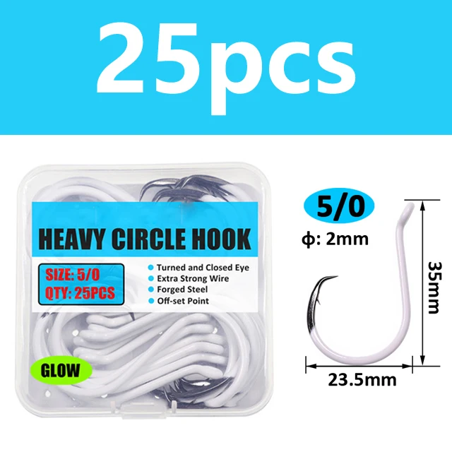 5I0 25pcs per pack 25 шт./кор. морской светящиеся рыболовные крючки с высоким содержанием углерода Сталь Большой Круг Осьминог крепление, басовые рифовых и морских окуней, крючки, станок и 4/0 5/0 6/0 7/0 8/0 - Цвет: 5I0 25pcs per pack
