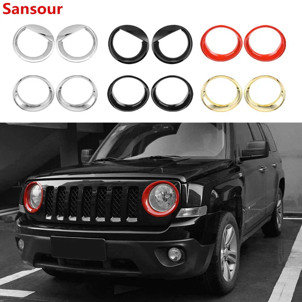 Sansour каркасы фонарей ABS Автомобильная Передняя головка осветительная лампа крышка отделка наклейки для Jeep Патриот 2011- внешние аксессуары