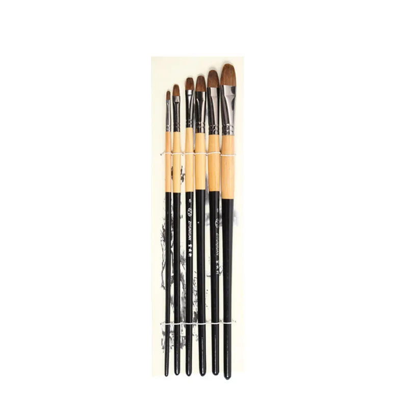6pc Round Langhao Brush para pintar Gouache Watercolor HB-S02 