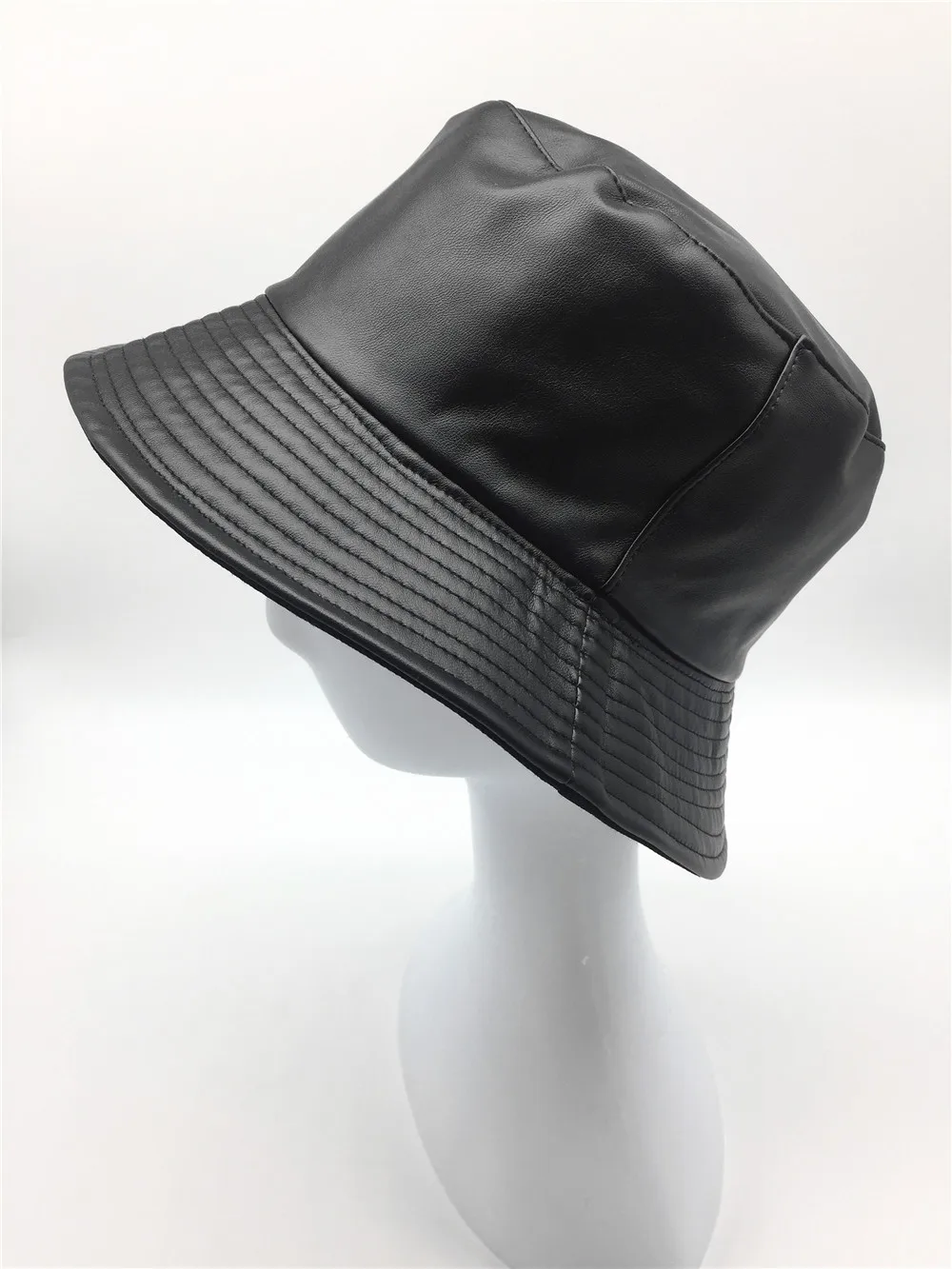 Панама матовая из ПУ кожи и хлопка для мужчин женщин однотонная Двусторонняя