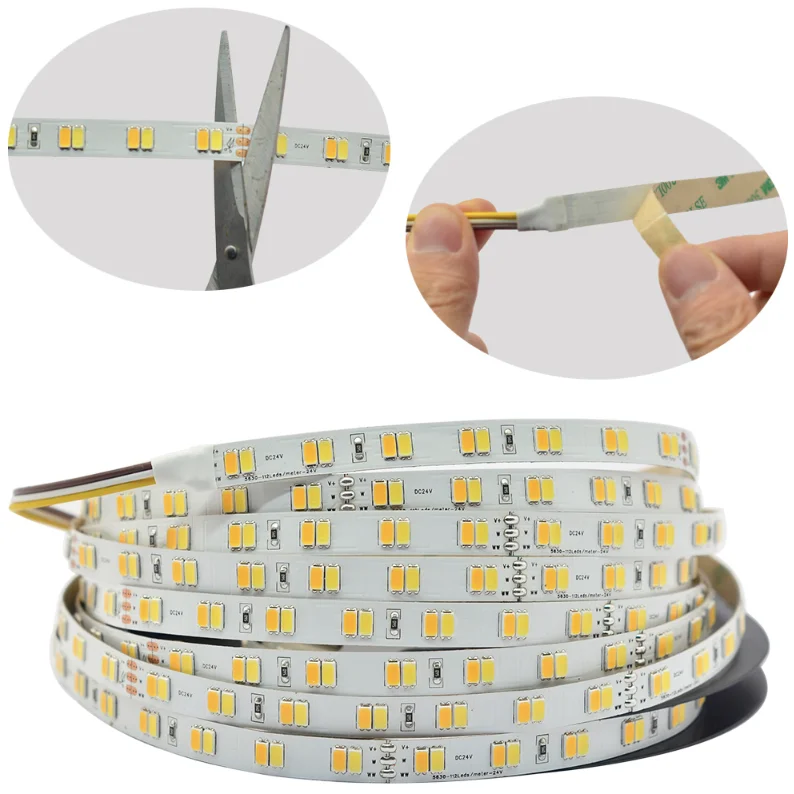 24V DC, 112led/m smd 5630(560led/5 m) светодиодный светильник, CW+ WW CCT регулируемый