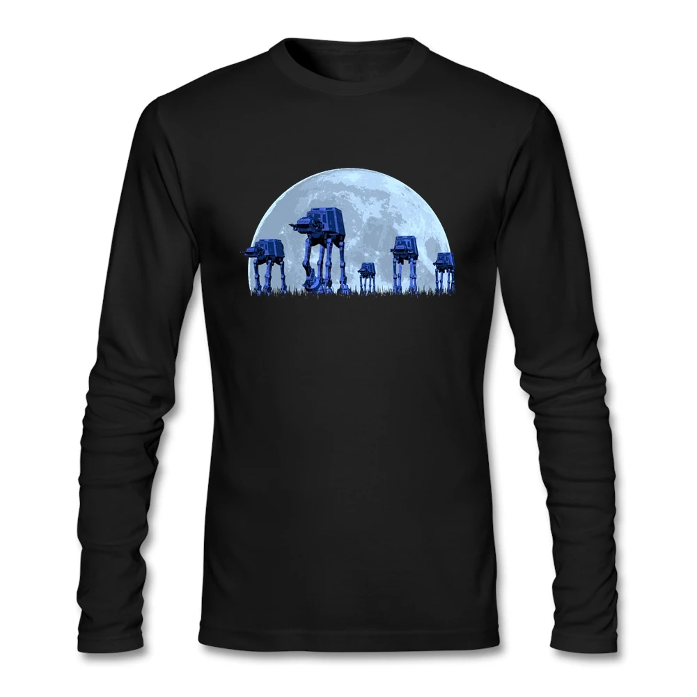 Мужская футболка круглый вырез, длинный рукав хлопок AT-AT STAR WARS лучшие дизайнерские футболки для мужчин s