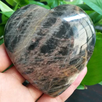 

Natural stone gray moonstone love heart gem chakra stones and healing crystals home decoration