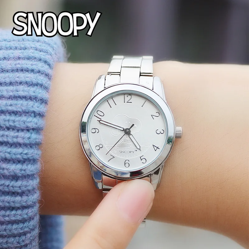 SNOOPY современная мода кварцевые часы rhinstone женские для девушек из нержавеющей