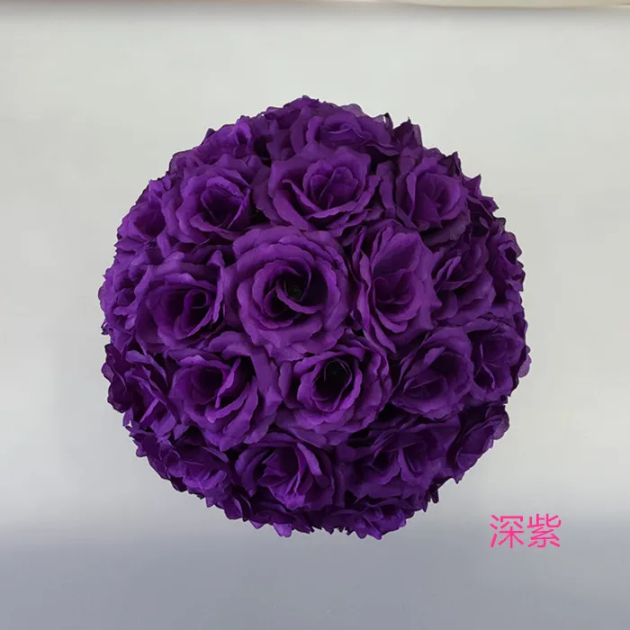 Dark purple Искусственный Розовый Шелковый цветочный шар центральный мятный декоративный висящий цветочный шар Свадебные украшения DIY любой цвет может быть смешан - Цвет: Dark purple