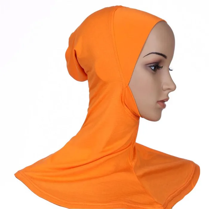 Хиджаб головной убор полное покрытие Ninja underscarf внутренняя Шея Грудь обычная шапка шапочка с шарфом - Цвет: Orange