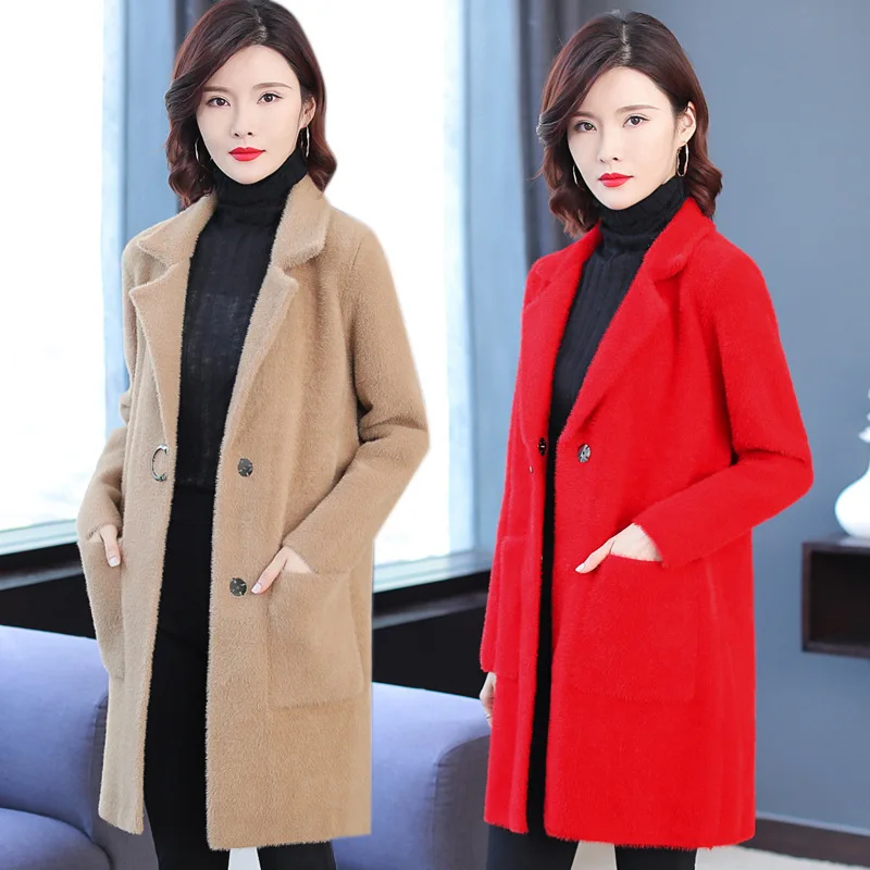 

Jacket Women's Spring And Autumn 2019 Autumn And Winter New Style New Style Loose-Fit Versatile Mid-length Knitted Sweater Cardi