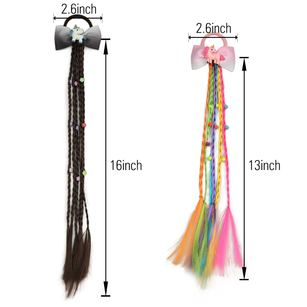 20 Styles Girls Unicorn Bow Twist Wig Headband Elastic Hair Band Braided Headwear Ponytail Holder Headdress 5