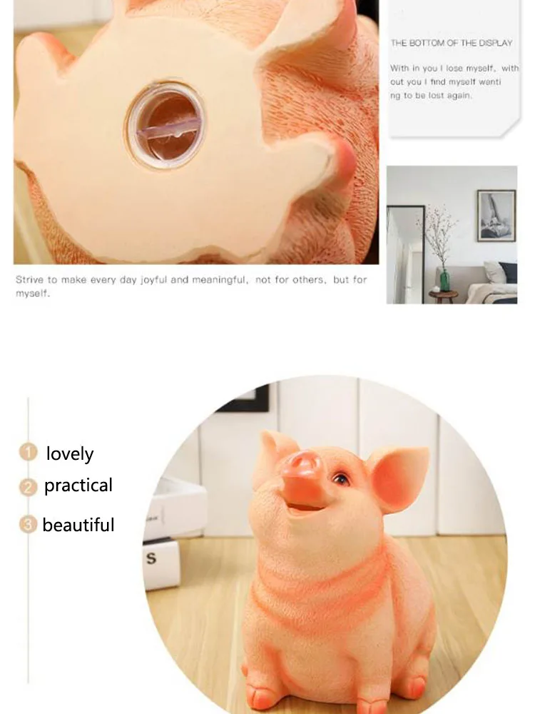 Big Cute Cartoon Pig Piggy Bank Resin Animal Money Box For Kids Alcancias Creativas Saving Coin Jar Cash Home Creative Moneybox