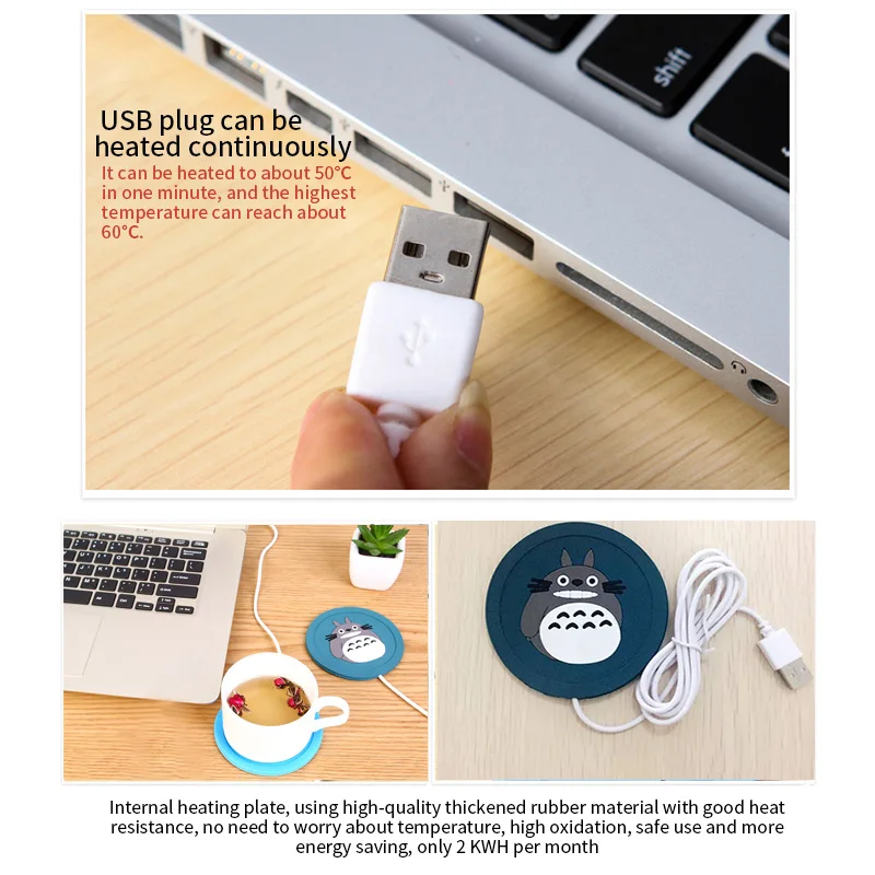 10pcs Portable USB Warmer Gadget PVC Thin Soft Cup-Pad Coffee Tea Drink Cartoon Usb Heater Tray Mug Pad For 5V Charger Switch