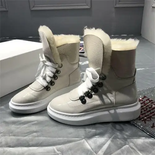 As Pic Женские зимние ботинки на овчине; Botas Feminina; женская обувь на платформе; ботинки до середины икры; Теплые повседневные ботинки; botas mujer; sapato feminino - Цвет: As Pic