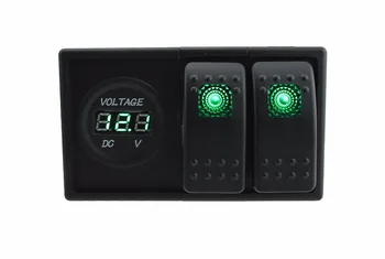 

AIZTOSS DC 12V/24V green LED Digital voltmeter Socket with toggle rocker switch jumper wires and housing holder