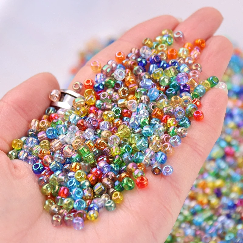 

144Pcs 3.6mm 6/0 AB Transparent Charm Czech Glass Seed Beads Round Spacer Bead For DIY Bracelet Necklace Jewelry Making Crafts
