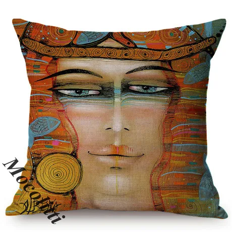 Orange Melody Love Song Nordic Ethnic Minority Art Home Decorative Cushion Cover Chic Woman Portrait Car Sofa Throw Pillow Case M136-7