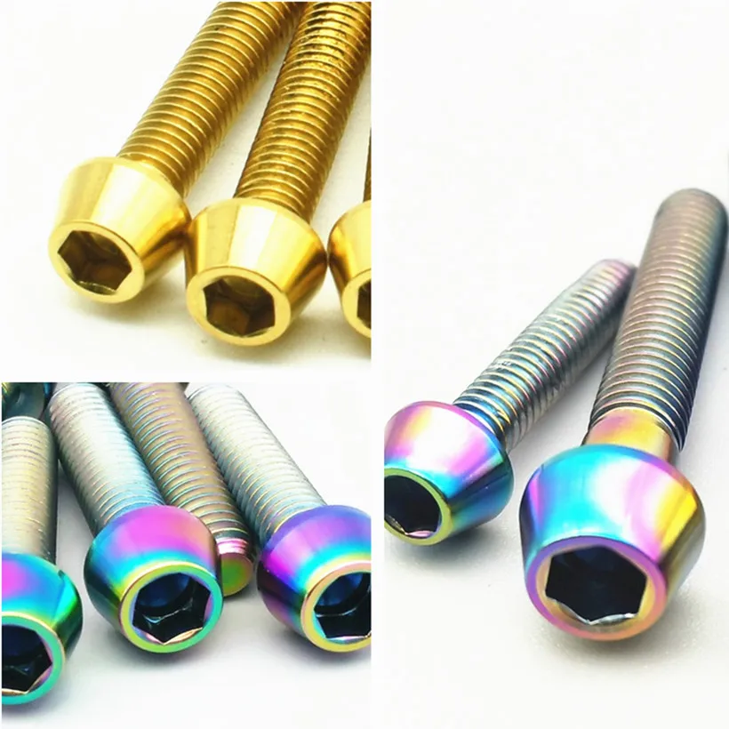 M6 титановые болты M6x30-60mm для велосипеда длинный тип сиденья контактный конус колпачки Шестигранная розетка для велосипедной гарнитуры титановые винты