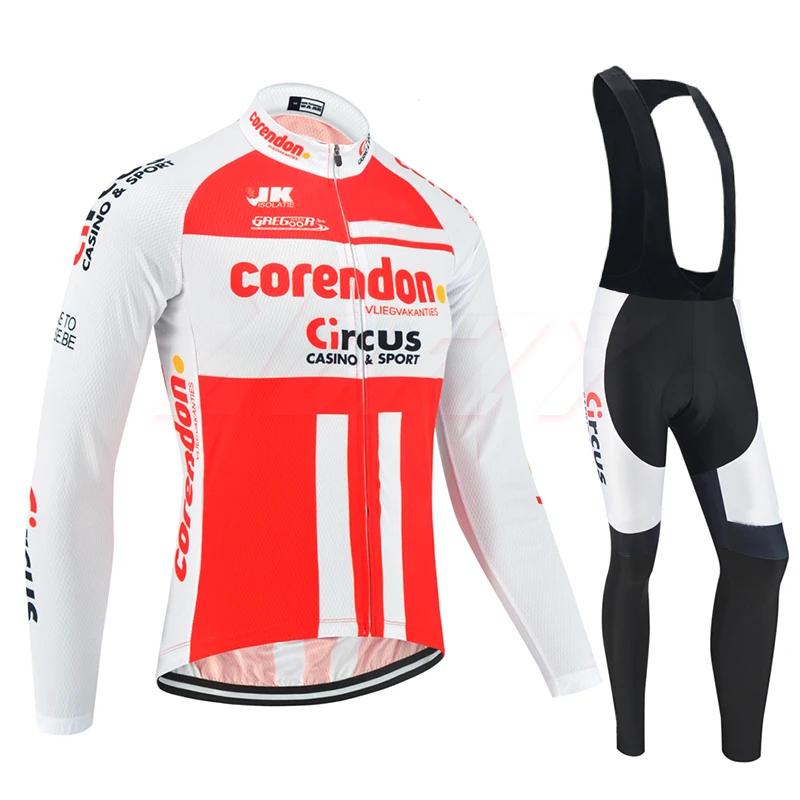 Весна, команда Corendon, с длинным рукавом, для велоспорта, Джерси, велосипедные штаны, набор, мужские, Ropa Ciclismo, дышащие, крутые, для велоспорта, Майо, кюлот - Цвет: Thin black suit