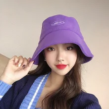 Женская утолщенная Рыбацкая шляпа в Корейском стиле, одноцветная шапка-ведро, осенняя и зимняя теплая шапка в стиле ретро, Повседневная Милая шапка Versa