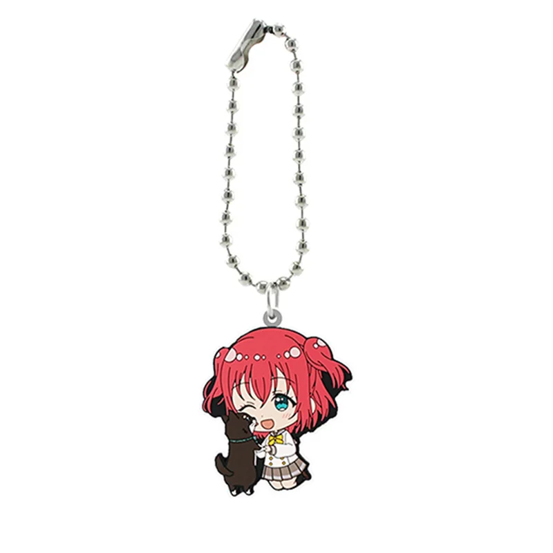 Resin Crafts Lovelive Tiny PVC Pendant Keychains Ring Women Anime Casual Game Characters Decoration DIY Key Jewelrys