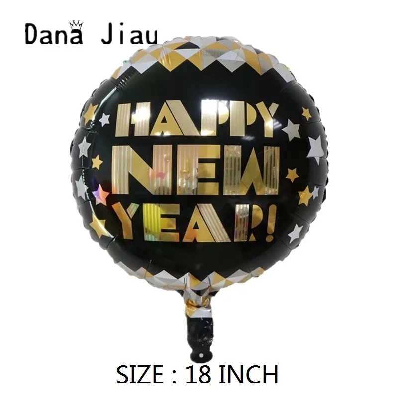Danajiau Высокое качество Золотой счастливый год Фольга Воздушный шар год обратный отсчет вечерние украшения Гелиевый шар бутылка шампанского - Цвет: 18 INCH